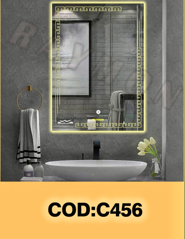 آینه بک لایت مستطیل طرح خط میخی